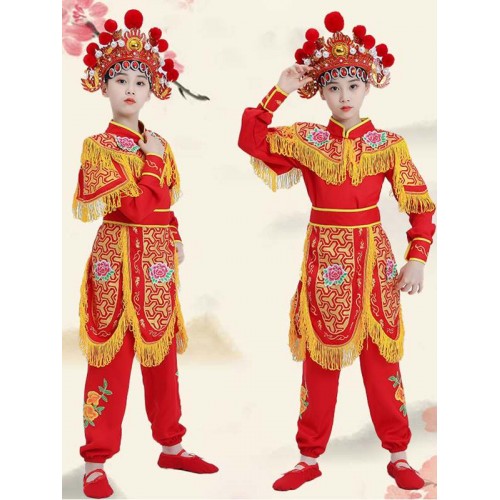 Children's Peking Opera drama dance costumes Knife Horse Dan children's performance costumes Opera Mu Guiying General Mulan dance performance costume